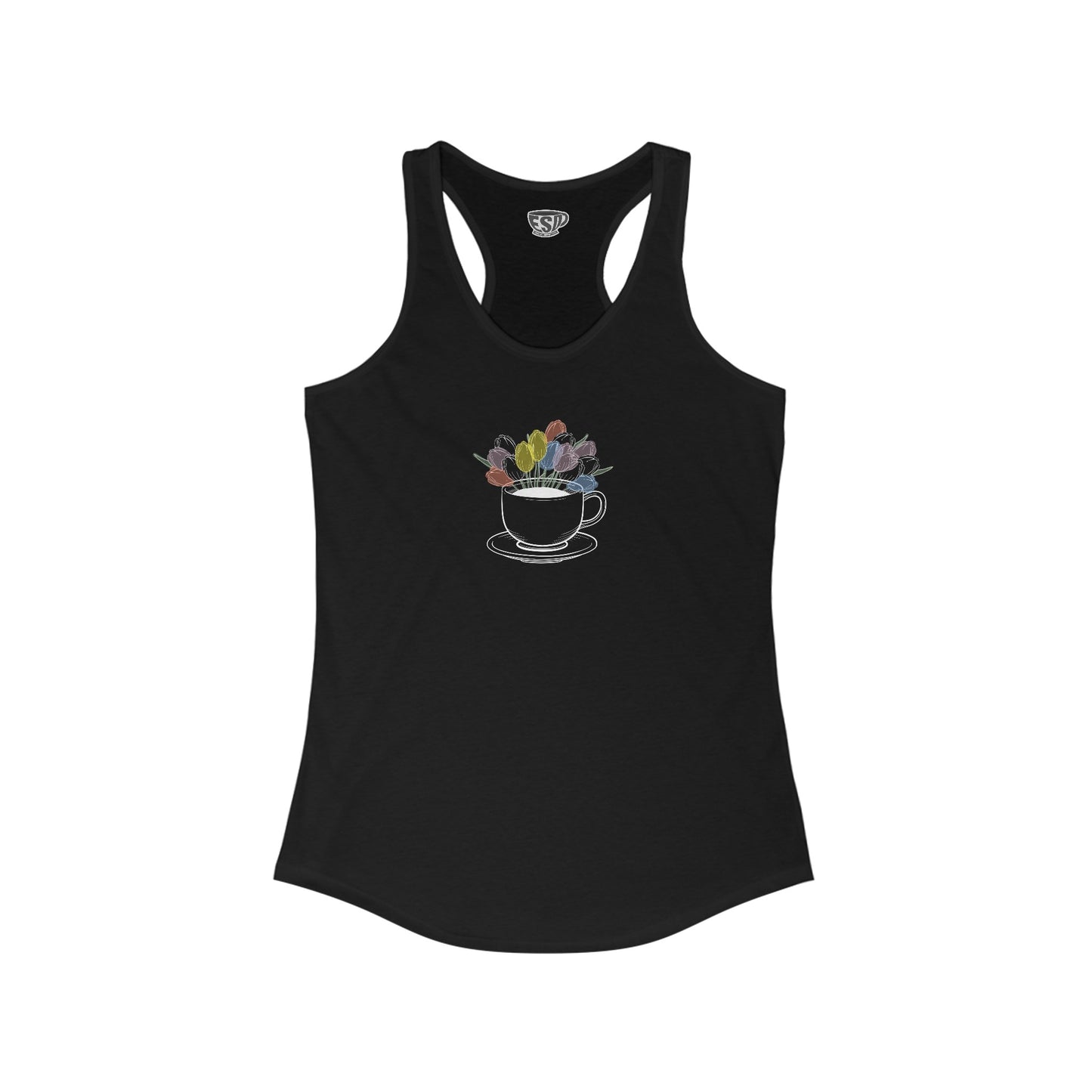 Black Floral Coffee Tank